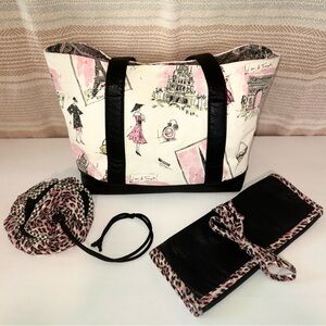 Hand-Crafted 3-Piece Travel Set: Tote, Jewelry Pouch, & Hair Tool Case